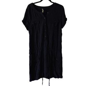 Old Navy Black Shirt Dress with Draw String, Women's Size Large